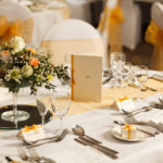 Round tables set for a wedding at Mercure Hotels