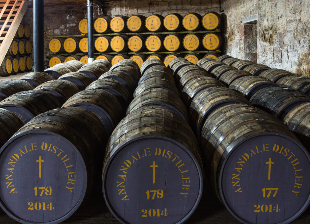Casks maturing in Annandale's Bonded Warehouse near Holiday Inn Dumfries